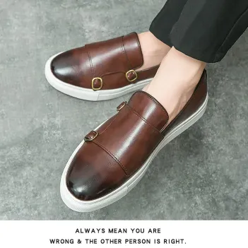 BROWN DOUBLE BUCKLE LOAFER